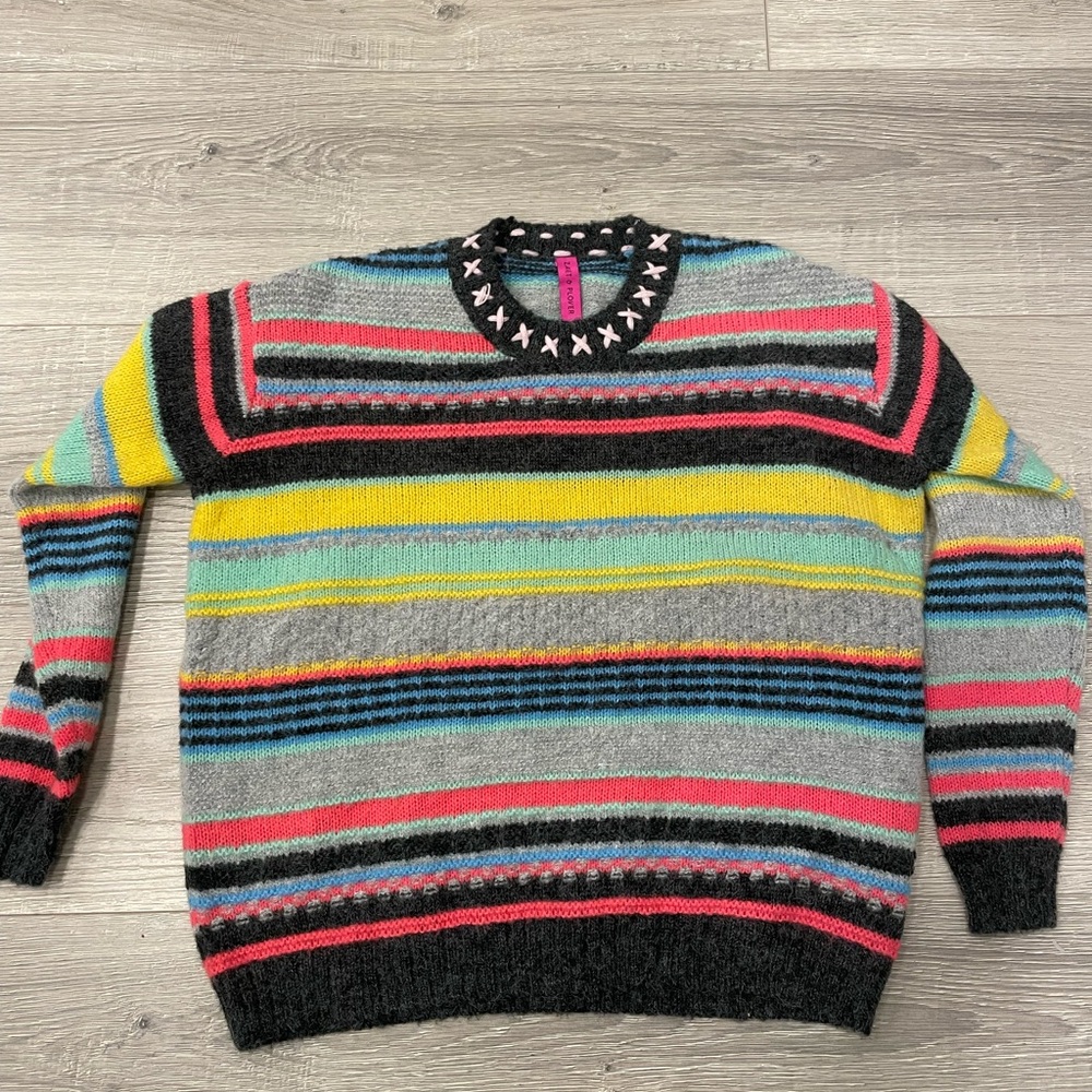 Zacket & Plover Colorful Striped Women's Sweater. Merino wool and Mohair.